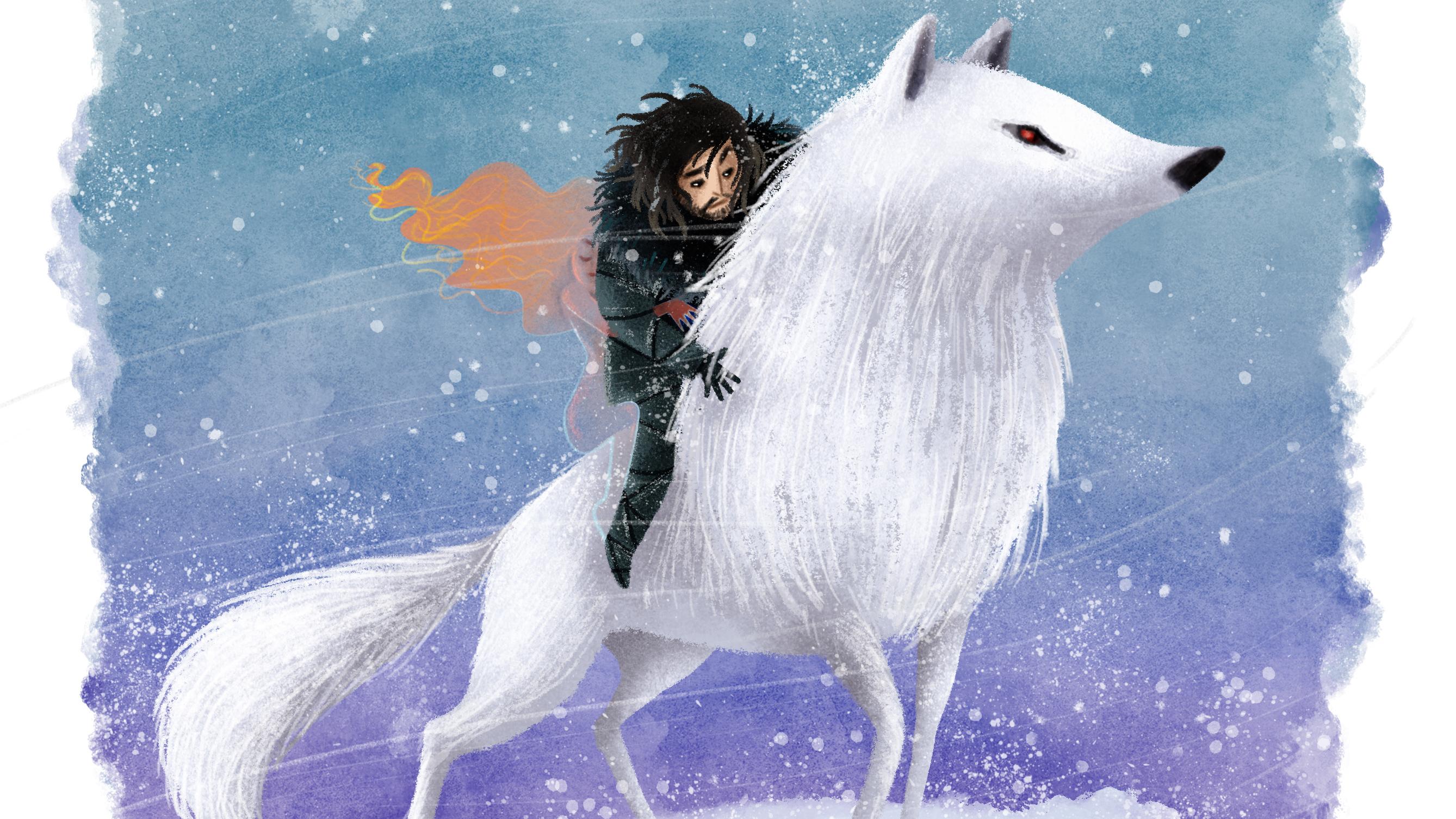 2677x1506 Jon Snow Wolf Digital Art 2048x1152 Resolution HD 4k Wallpaper, Image, Background, Photo and Picture