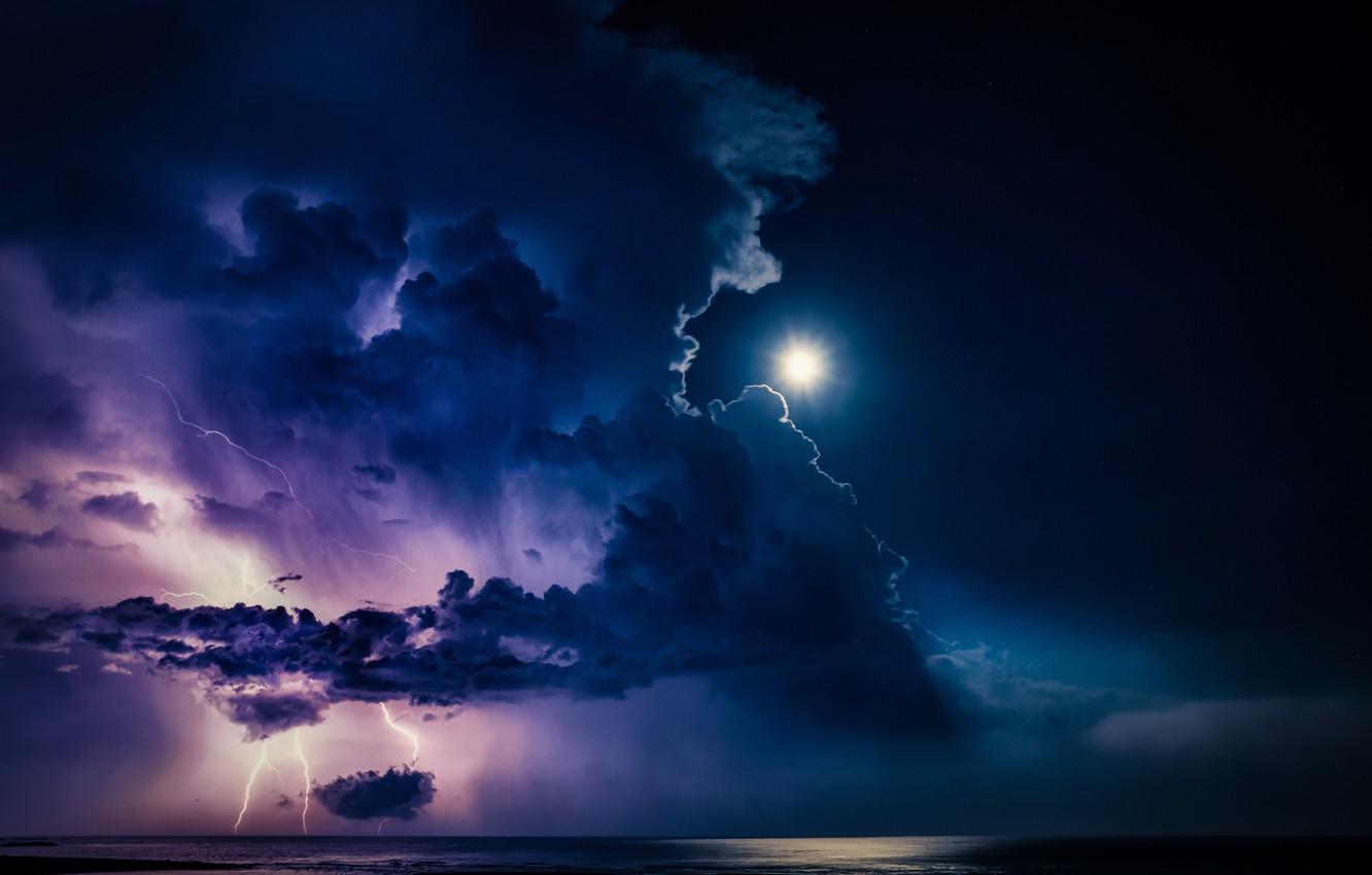 1332x850 Wallpaper the storm, clouds, zipper, The moon, moon, lightning, clouds, thunderstorm, Takafumi Yamashita image for desktop, section природа