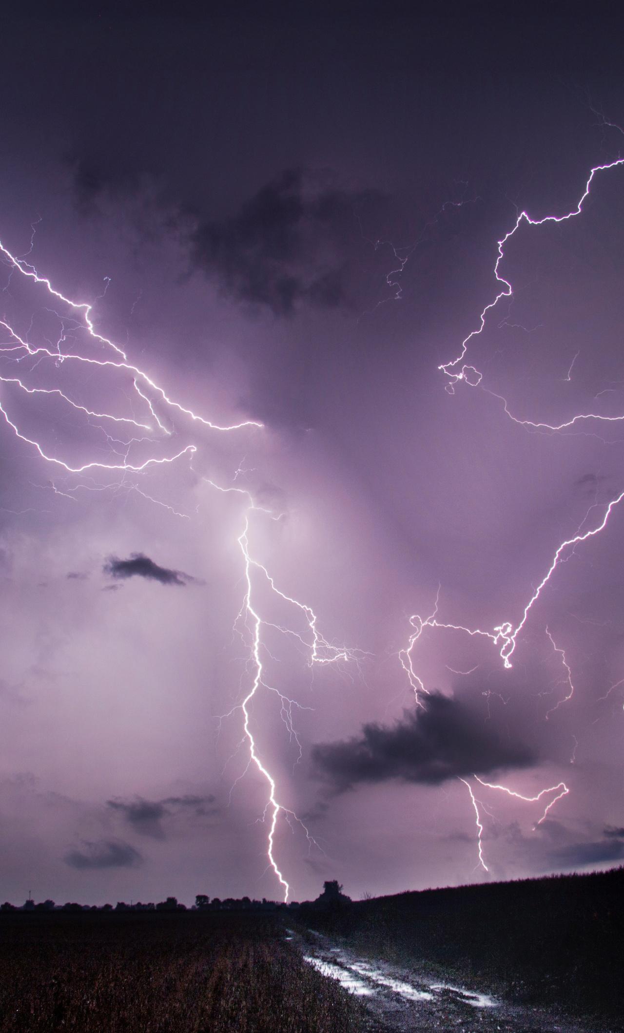 1280x2120 Download Lightning, dark sky, clouds wallpaper, 1280x iPhone 6 Plus