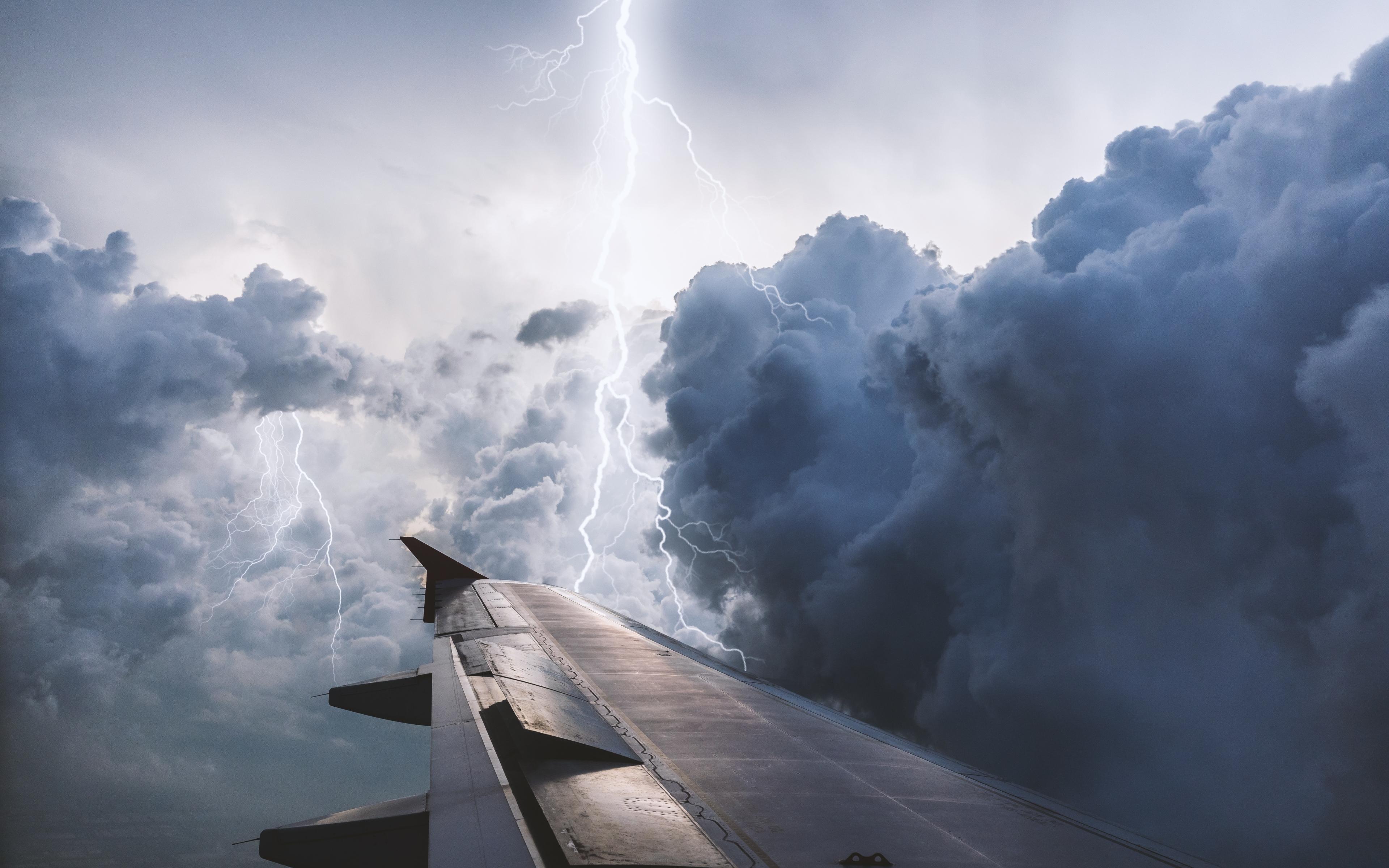 3840x2400 Download 3840x2400 wallpaper aircraft, wing, lightning, clouds, 4k, ultra HD 16: widescreen, 3840x2400 HD image, background, 21583