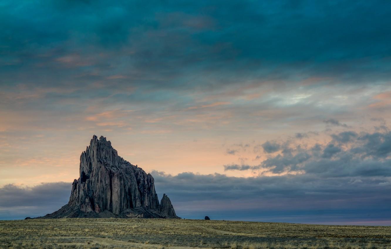 1332x850 Wallpaper the sky, clouds, nature, rock, desert, USA, New Mexico, Shiprock, Shiprock image for desktop, section пейзажи
