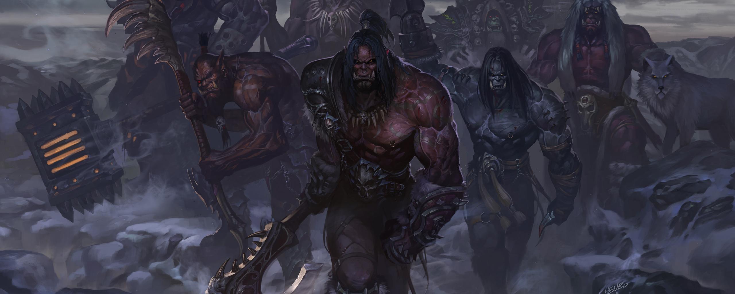 2560x1024 Download World of Warcraft, Orks, warrior, art wallpaper, 2560x Dual Wide, Wide 21: Widescreen
