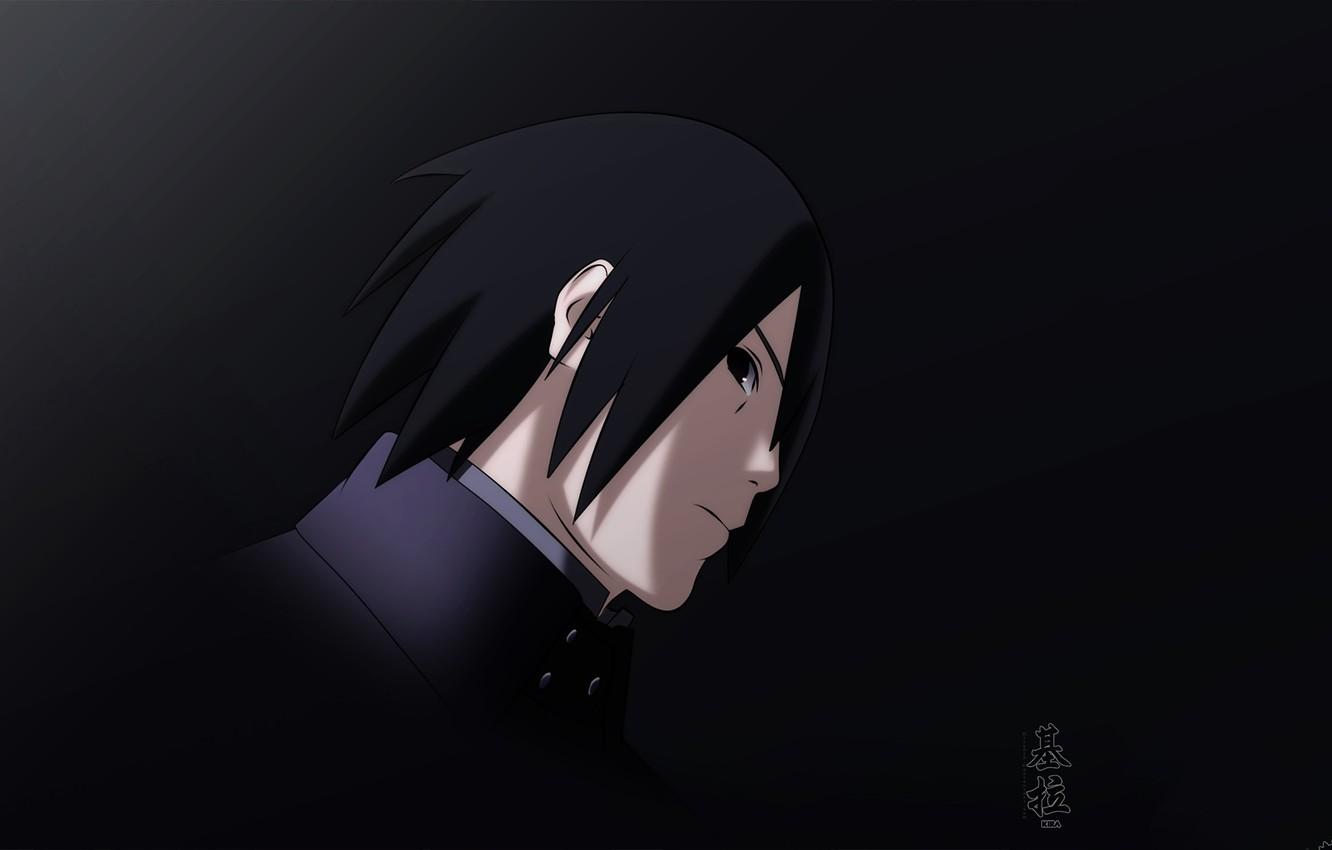 1332x850 Wallpaper face, darkness, anime, art, profile, Naruto, Sasuke Uchiha image for desktop, section сёнэн