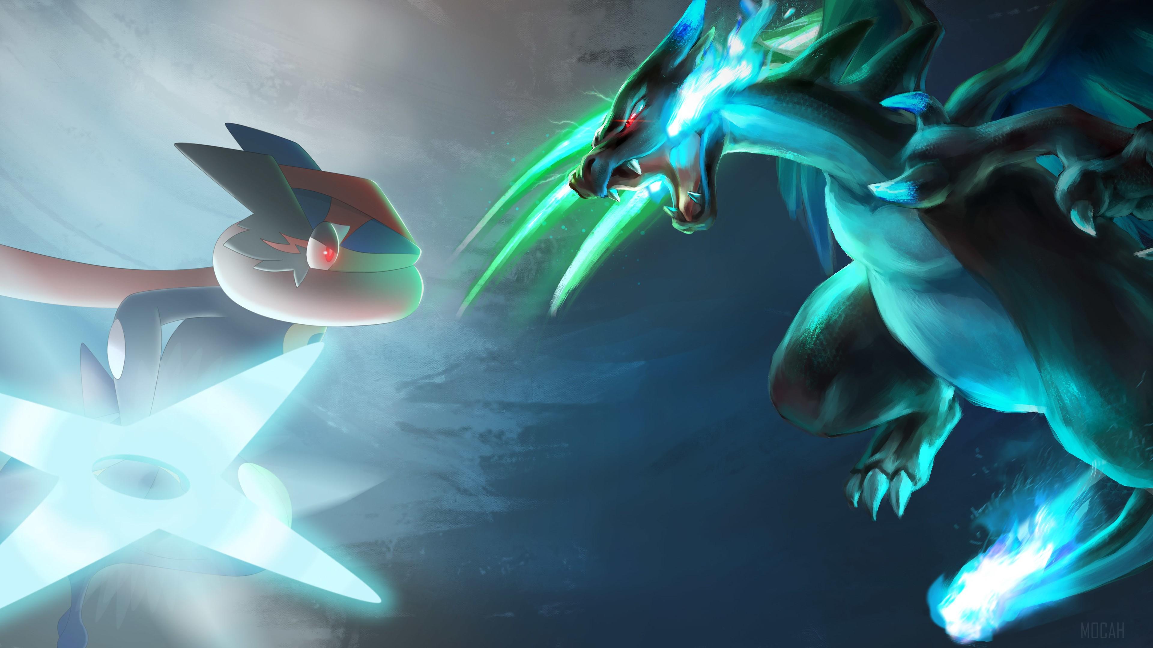 3840x2160 Greninjash vs Mega Charizard 4k wallpaper. Mocah HD Wallpaper