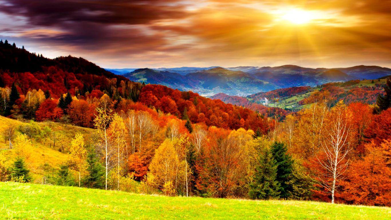 1366x768 Awesome Bright Autumn Scenery Wallpaper, 1366x61883