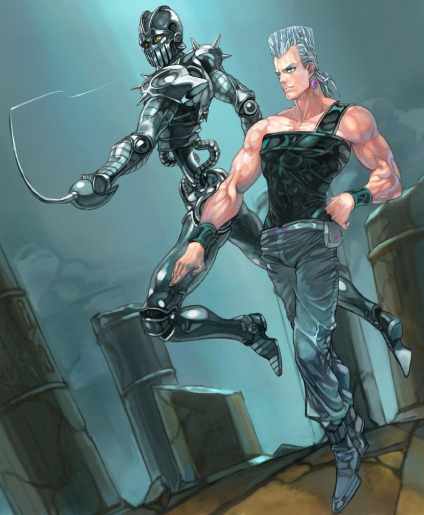 850x1033 jean pierre polnareff and silver chariot (jojo no kimyou na bouken and 1 more) drawn by touge_(kubiwa_tsuki)