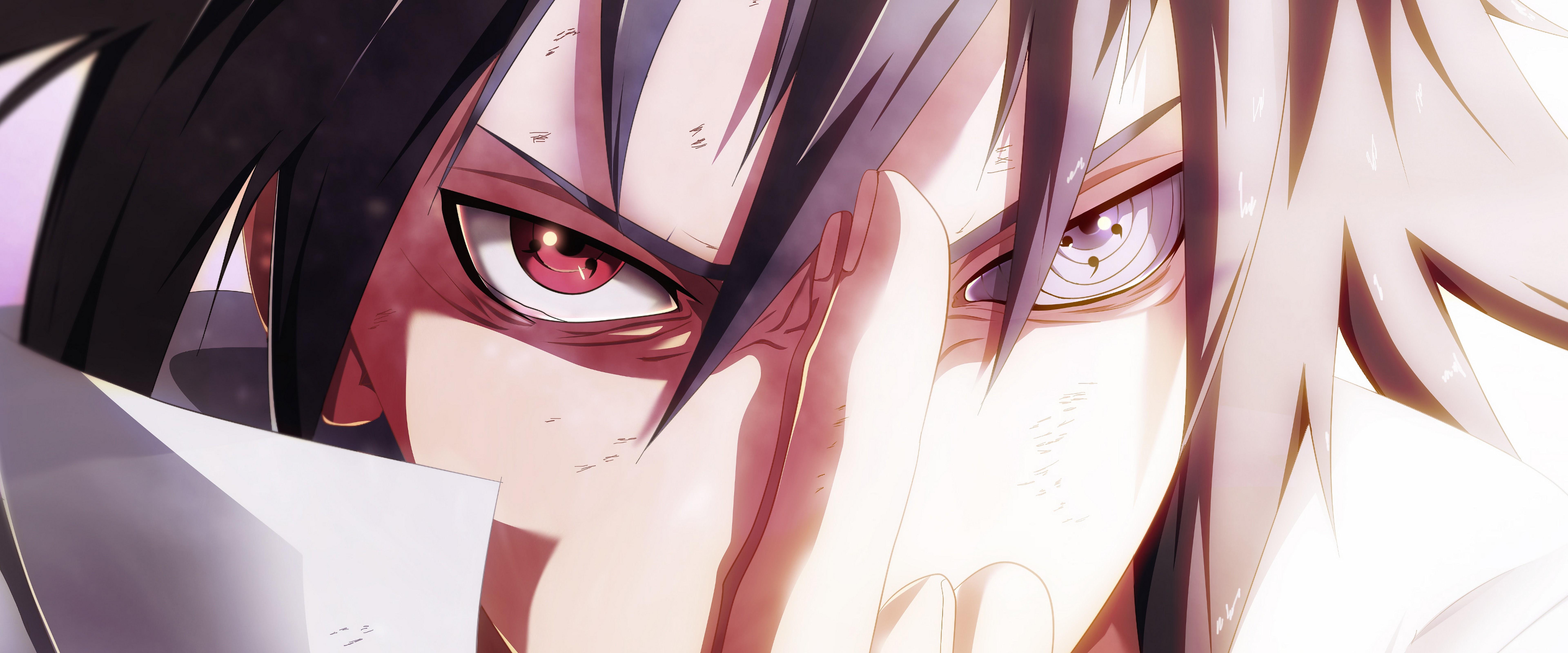 7680x3200 Sasuke Uchiha Sharingan Rinnegan 4K Wallpaper