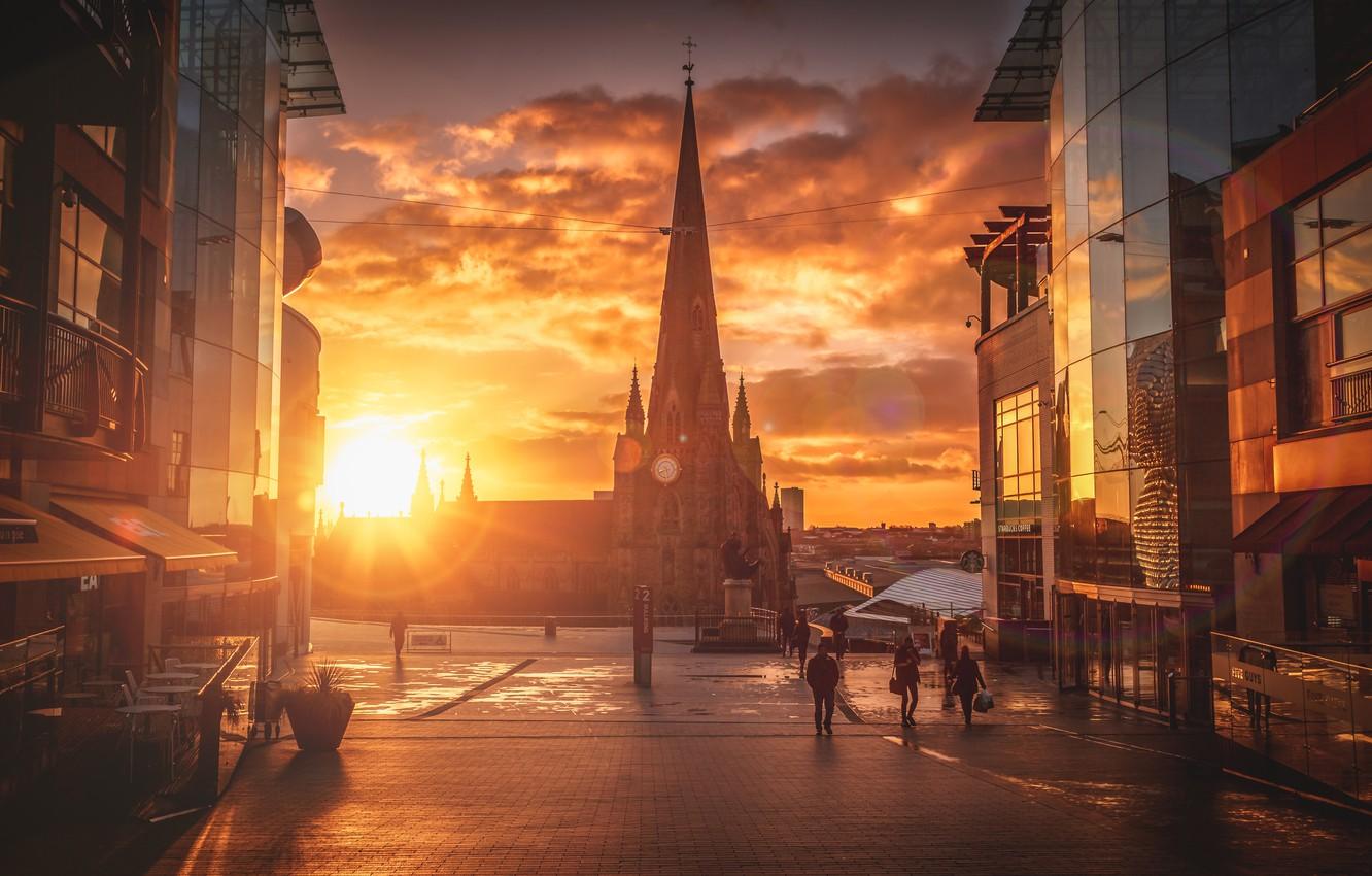 1332x850 Wallpaper city, the city, England, the evening, Birmingham, Birmingham image for desktop, section город