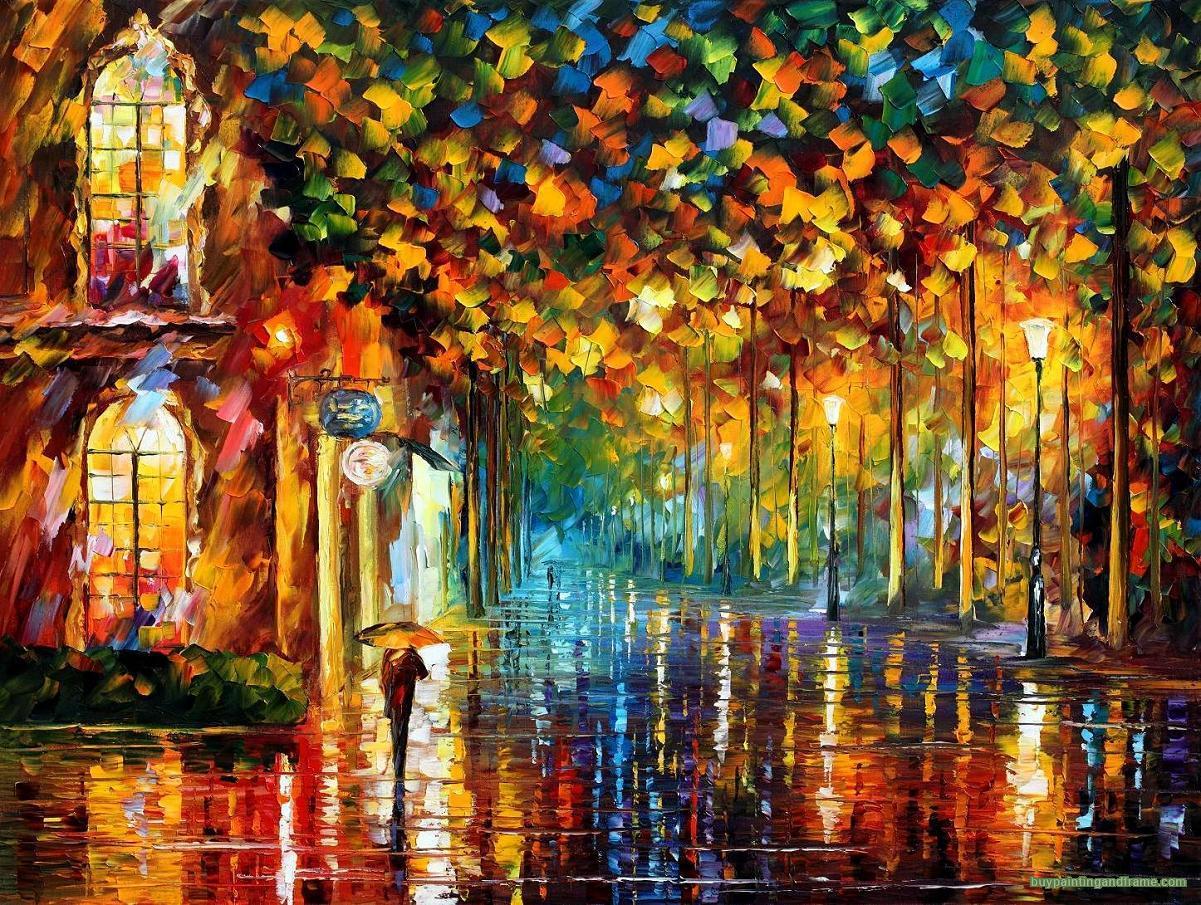 1201x905 Late Stroll By Leonid Afremov Afremov Late Stroll