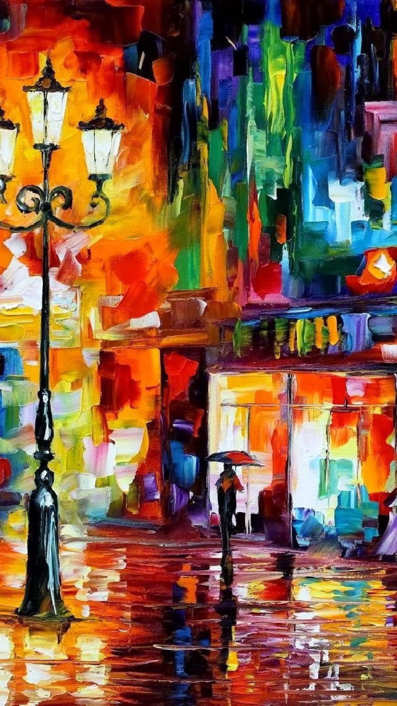 1350x2400 Assorted Colored Abstract Painting Wallpaper, Colorful, Street Light, Leonid Afremov • Wallpaper For You HD Wallpaper For Desktop & Mobile