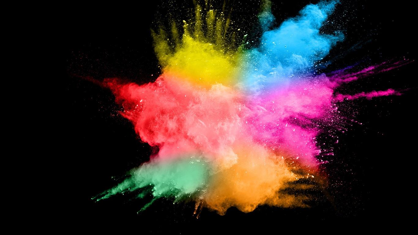 1366x768 Wallpaper Colorful smoke, splash, abstract, black background 5120x2880 UHD 5K Picture, Image