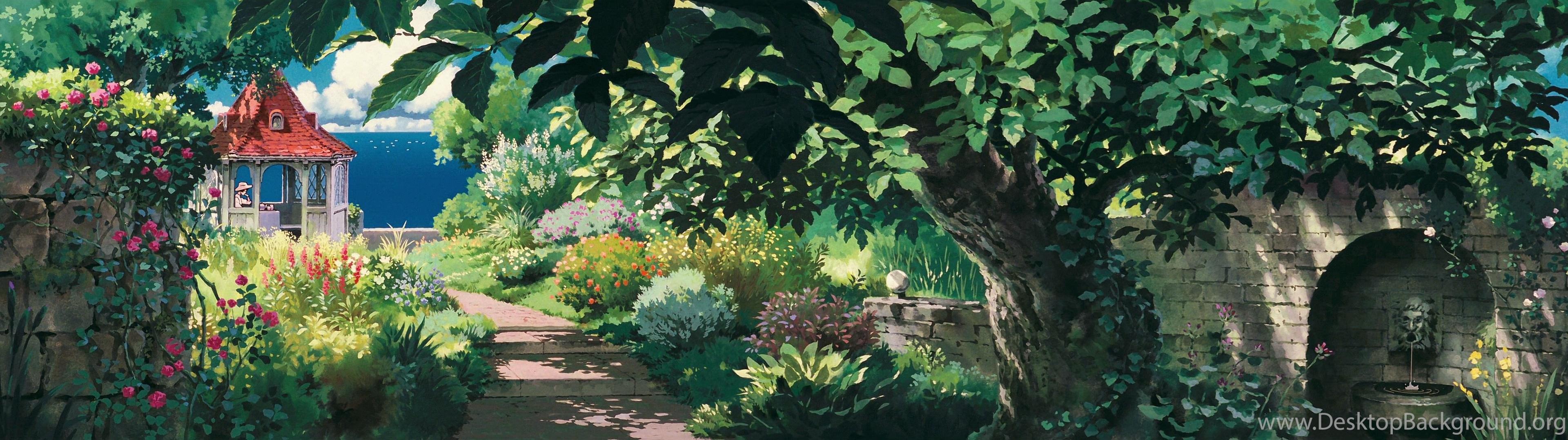 3840x1080 Anime Scenery Dual Screen Wallpaper Desktop Background