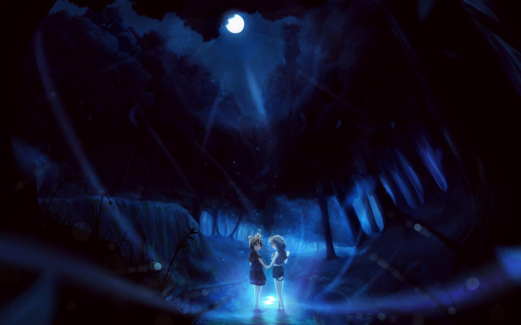 1680x1050 HD night anime beautiful scenery wallpaper