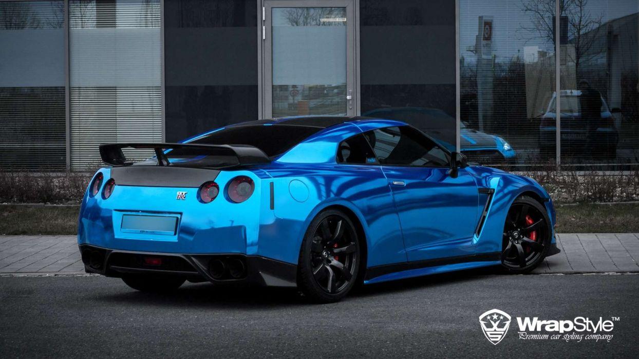 1244x700 Nissan gtr Wrap Vinyl chrome blue wallpaperx1080