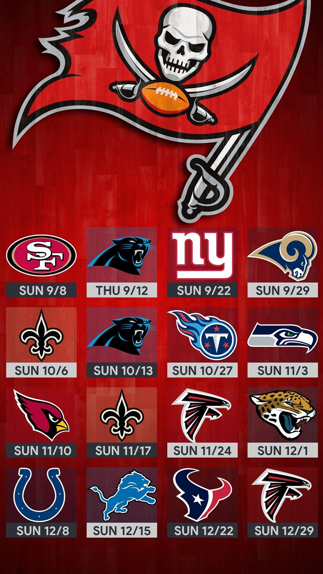 2020-2021 Tampa Bay Buccaneers Lock Screen Schedule for iPhone 6-7-8 Plus