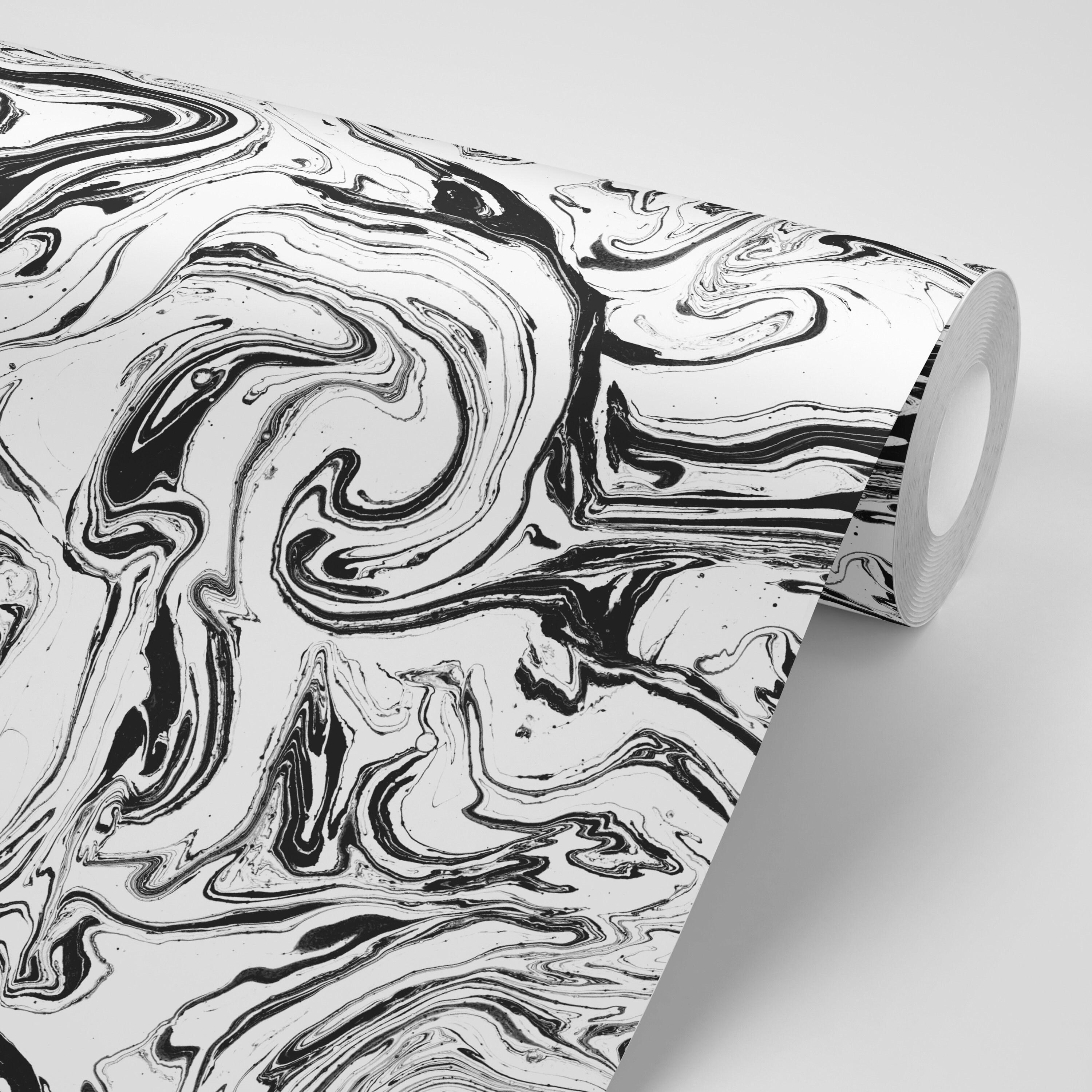 3000x3000 Wallpaper Psychedelic Black and White Paint Swirl Pattern Peel