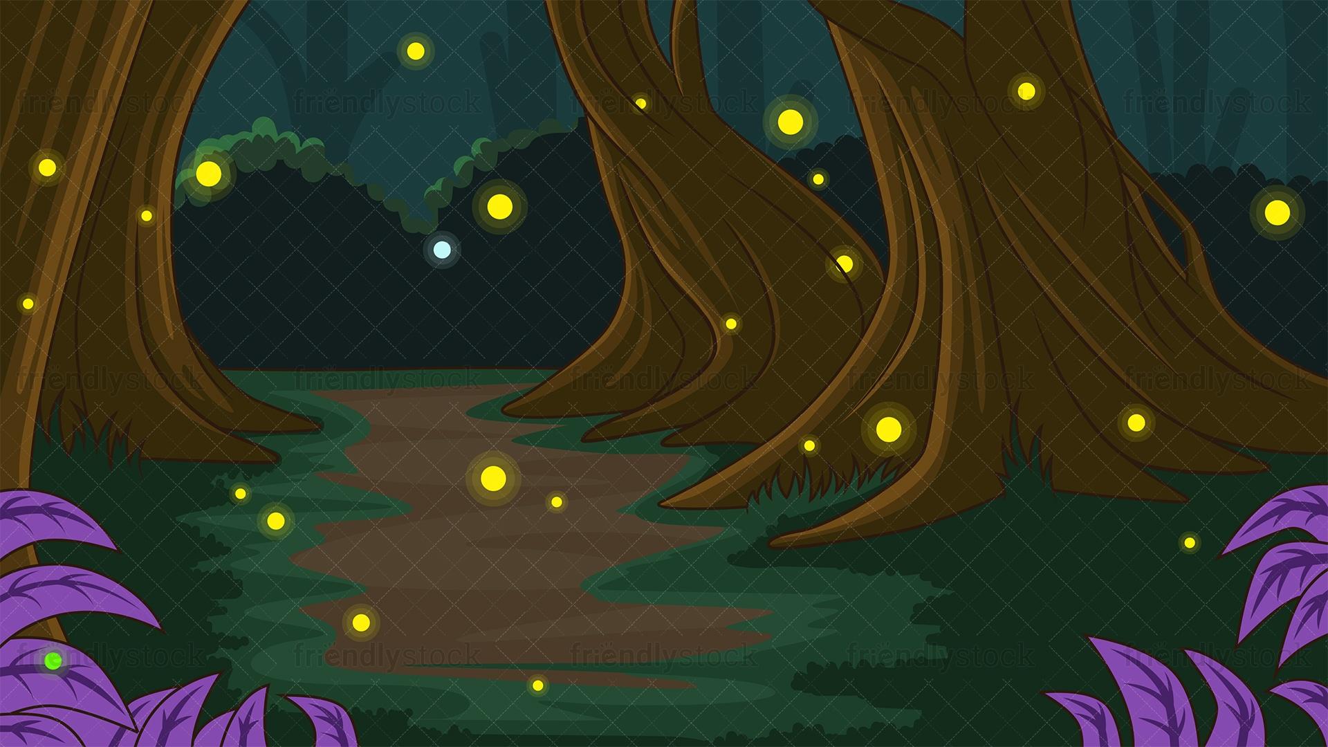 1920x1080 Enchanted Dark Forest Background Cartoon Vector Clipart
