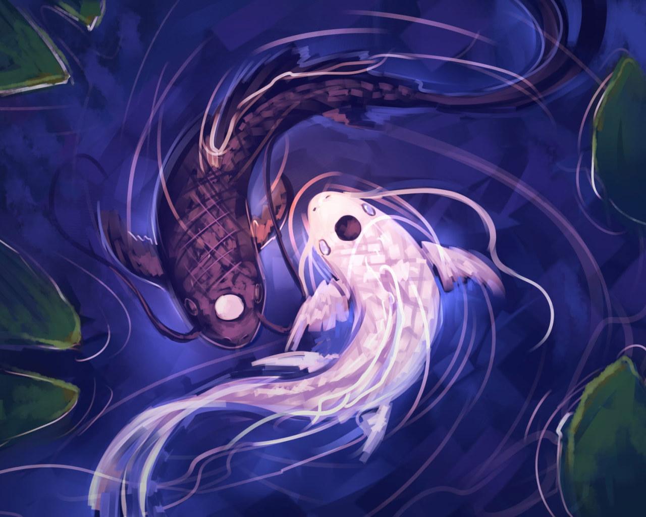 1280x1024 Wallpaper Yin Yang Koi Fish Digital Wallpaper, Artwork • Wallpaper For You HD Wallpaper For Desktop & Mobile