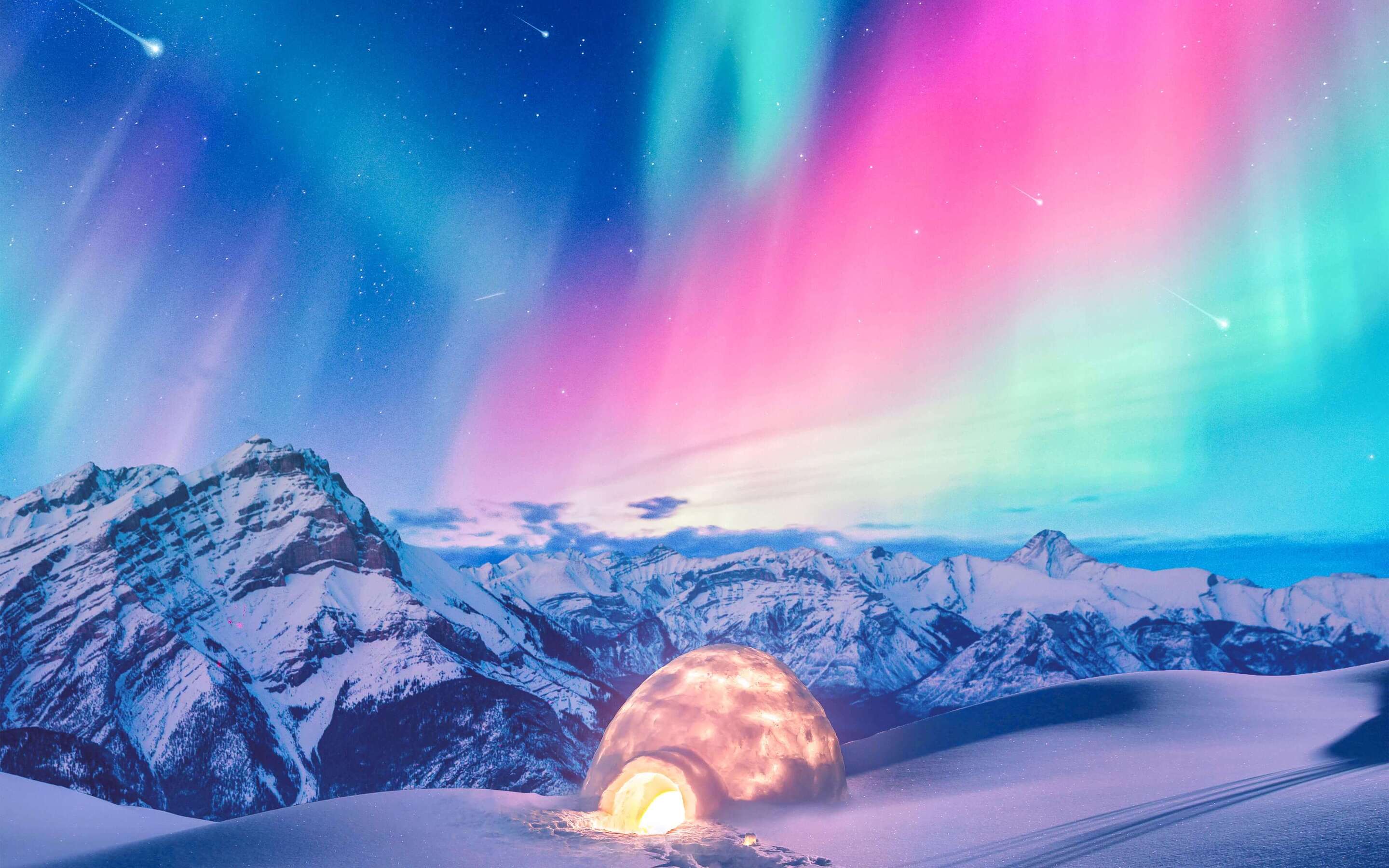 2880x1800 Snow Winter Iceland Aurora Northern Lights Macbook Pro Retina HD 4k Wallpaper, Image, Background, Photo and Picture