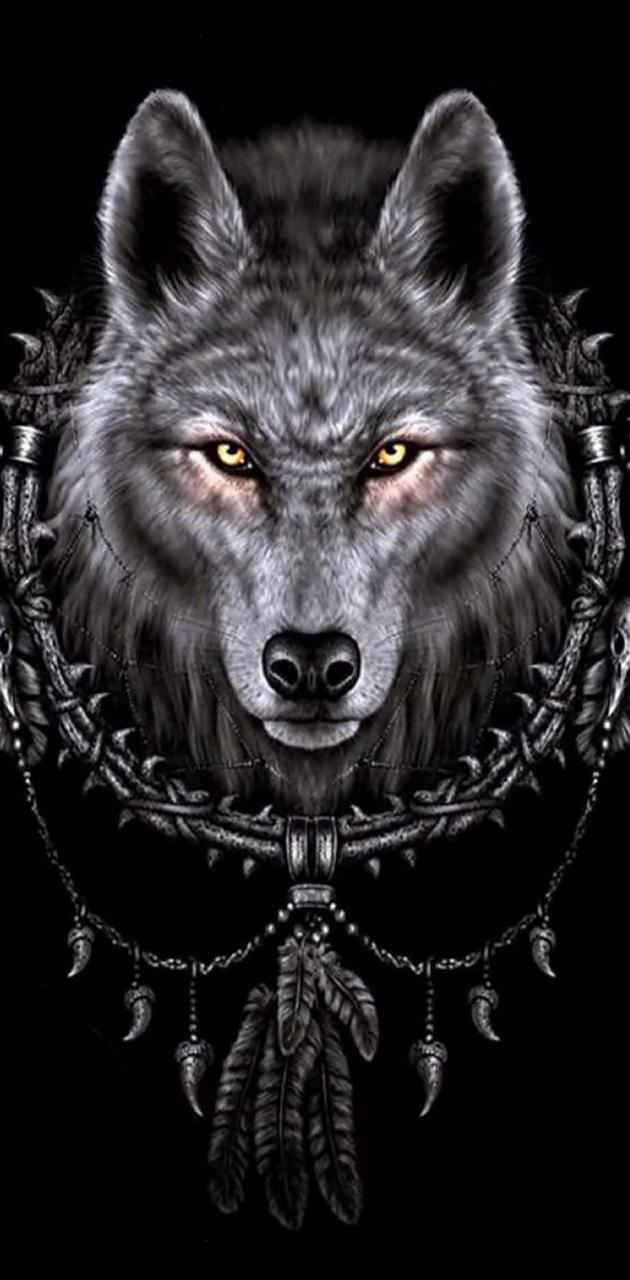 630x1280 Wolf dreamcatcher wallpaper