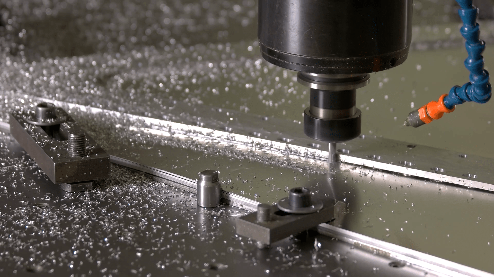 1920x1080 Cnc milling machine in action. Drill and steel. Stock Video Footage