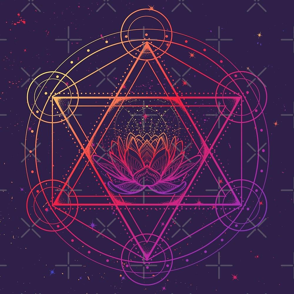 1000x1000 Hexagram with a lotus encompassed with a circle. Multicultural symbol representing anahata chakra in yoga and a Star of David. Line drawing isolated on textured background