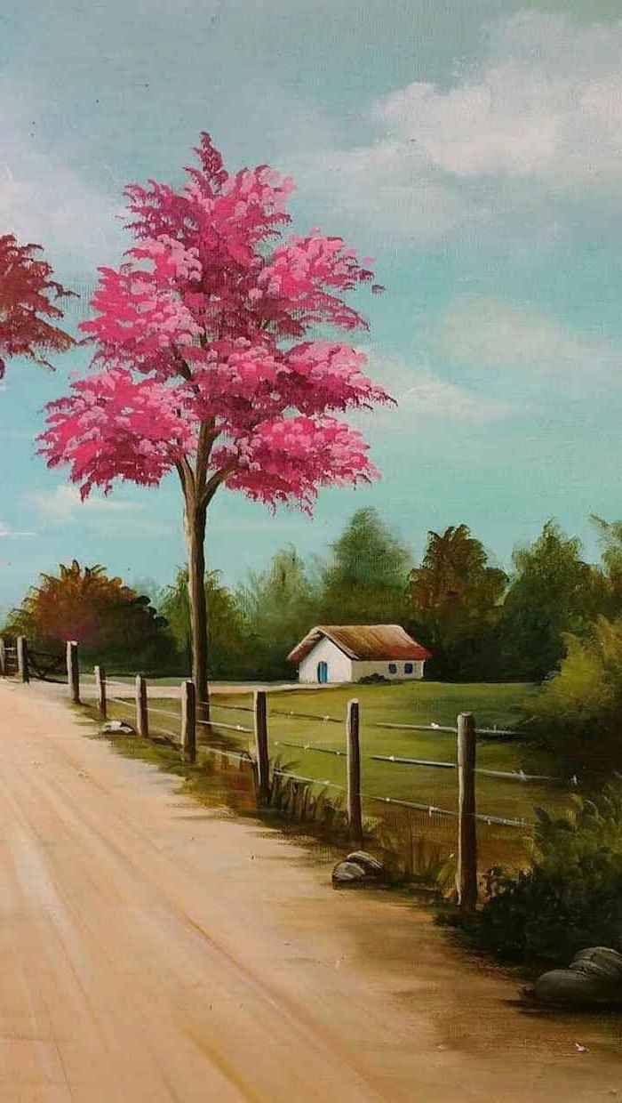 700x1240 + spring wallpaper image for your phone and desktop computer. Nature paintings, Landscape paintings acrylic, Landscape paintings