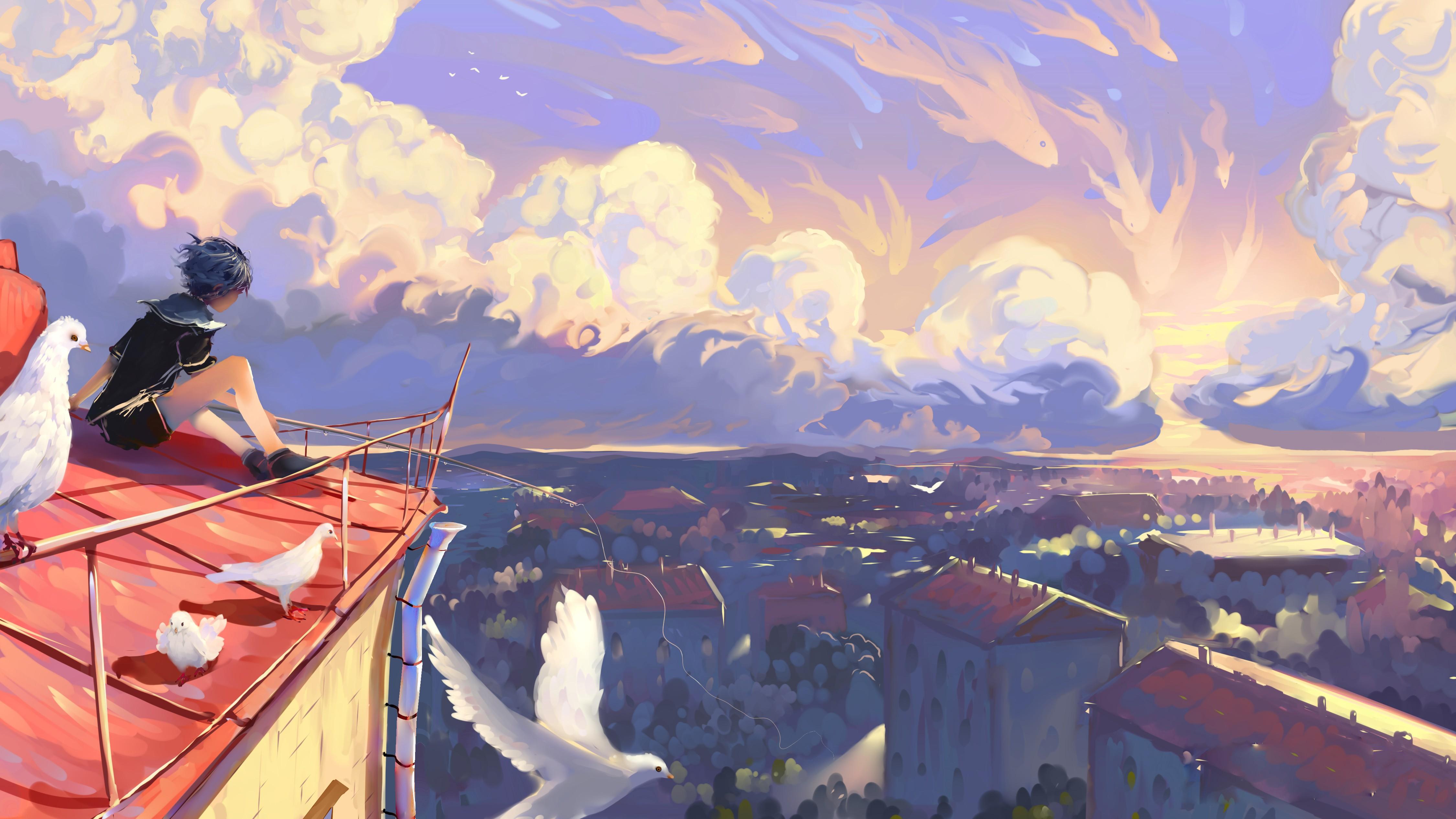 4500x2531 #sunset, #artwork, #illustration, #digital art wallpaper. Mocah HD Wallpaper
