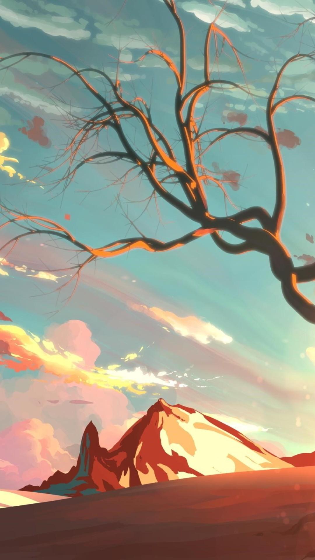 1080x1920 Sunset Painting Wallpaper Desktop HD