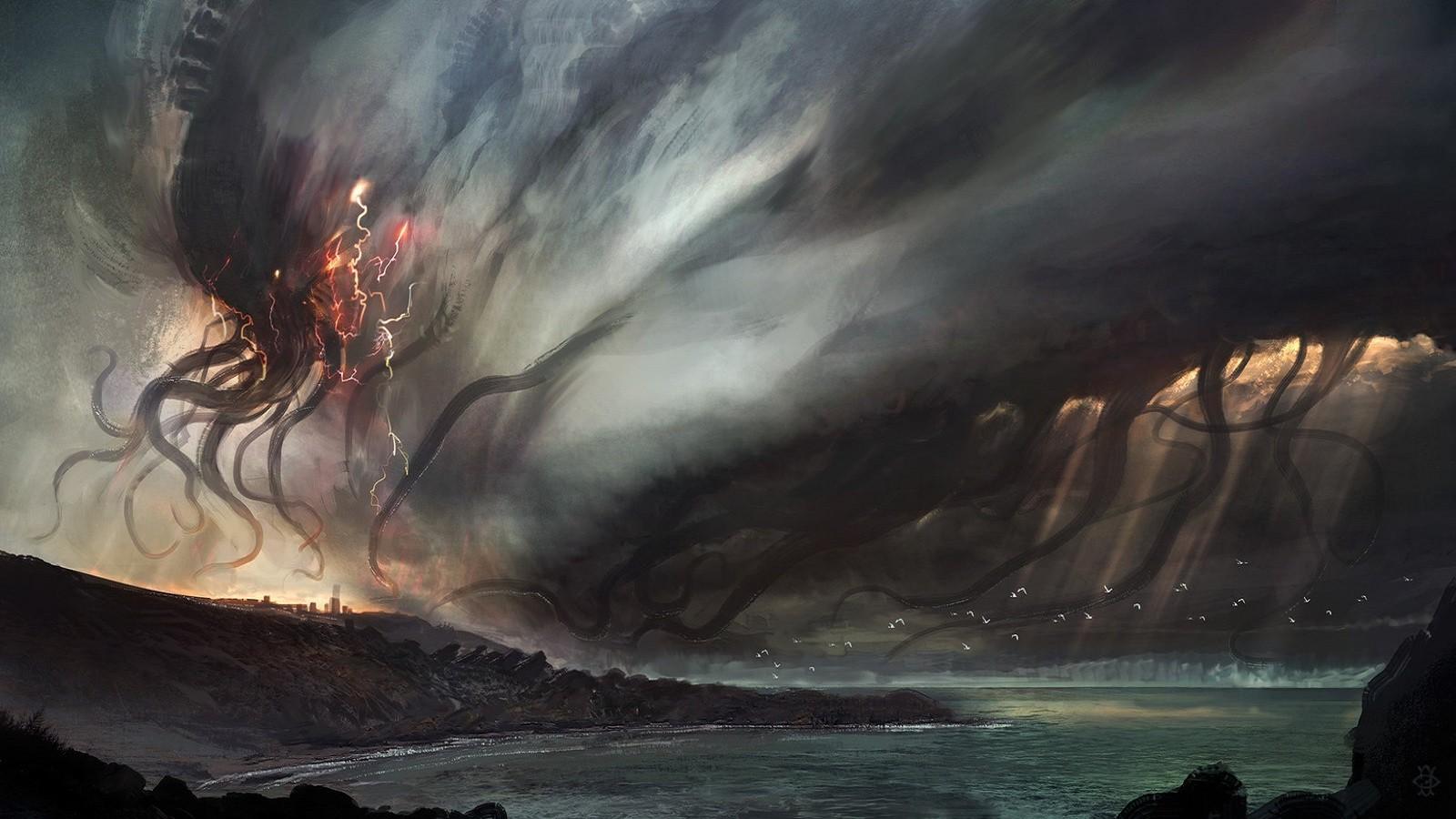1600x900 digital Art, Painting, Movies, Cthulhu, Creature, Wallpaper HD / Desktop and Mobile Background
