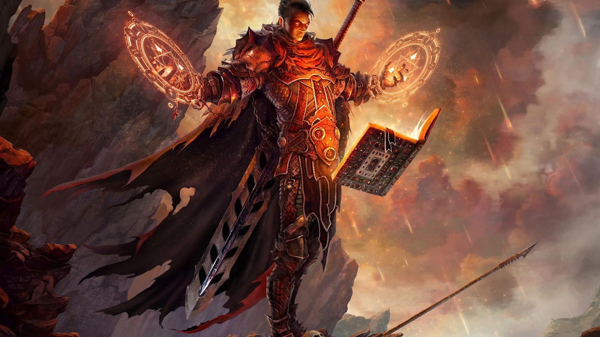 2048x1152 Wizard Book Magic Warrior HD fantasy wallpaper • Wallpaper For You HD Wallpaper For Desktop & Mobile