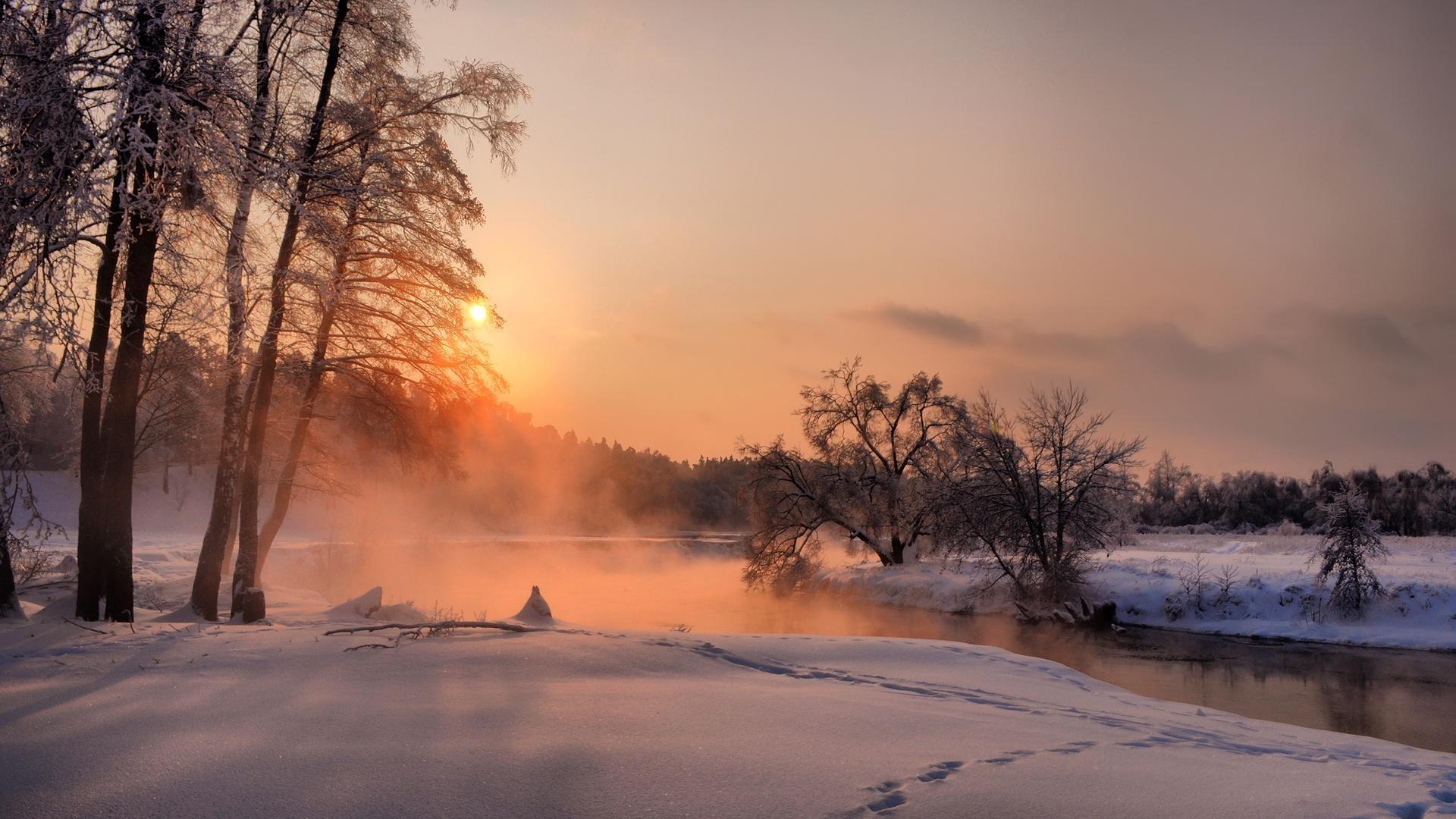 1920x1080 Winter Sunset Wallpaper