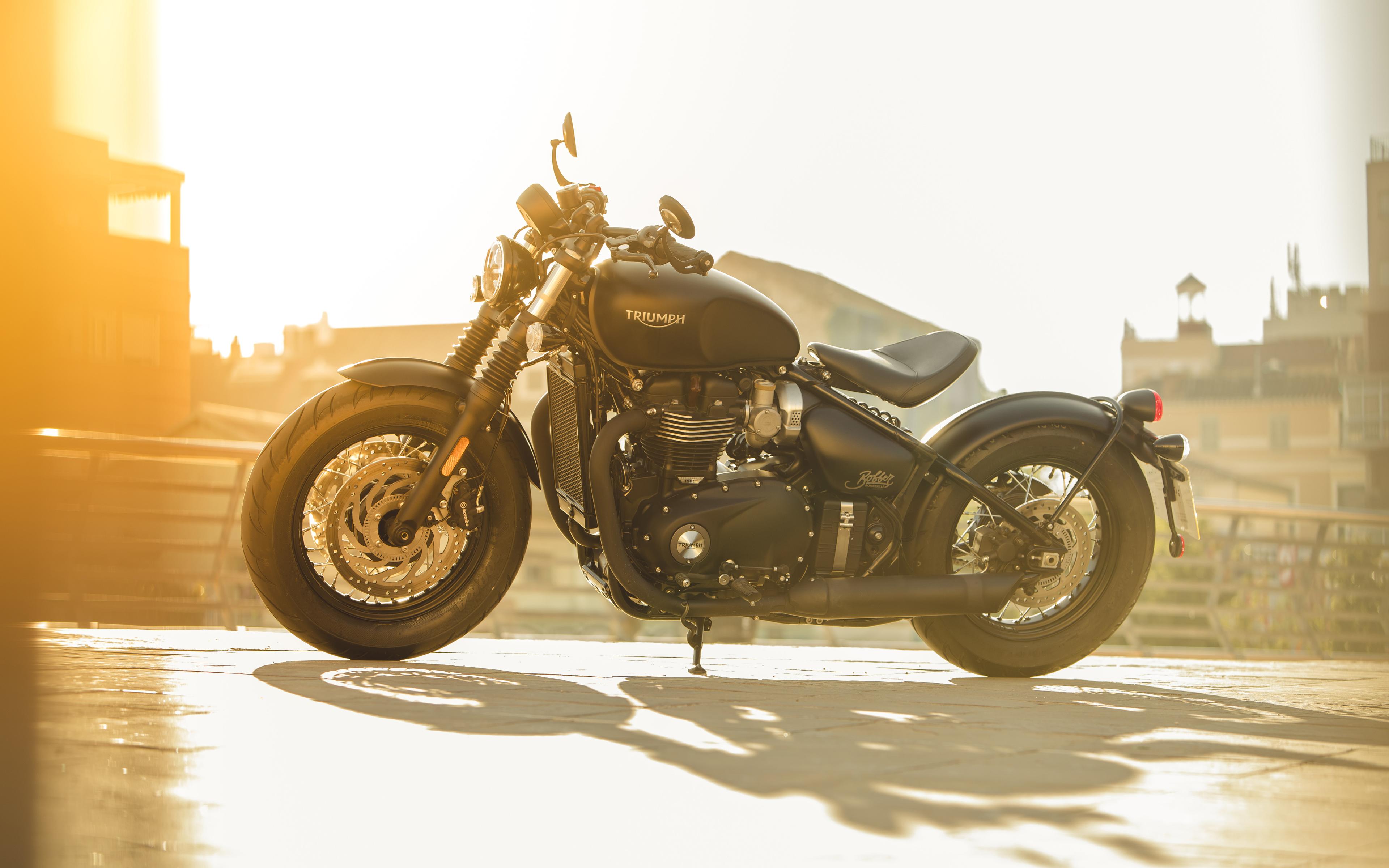 3840x2400 Download wallpaper 4k, Triumph Bonneville Bobber, sunset, 2018 bikes, new Bonneville, Triumph for desktop with resolution 3840x2400. High Quality HD picture wallpaper