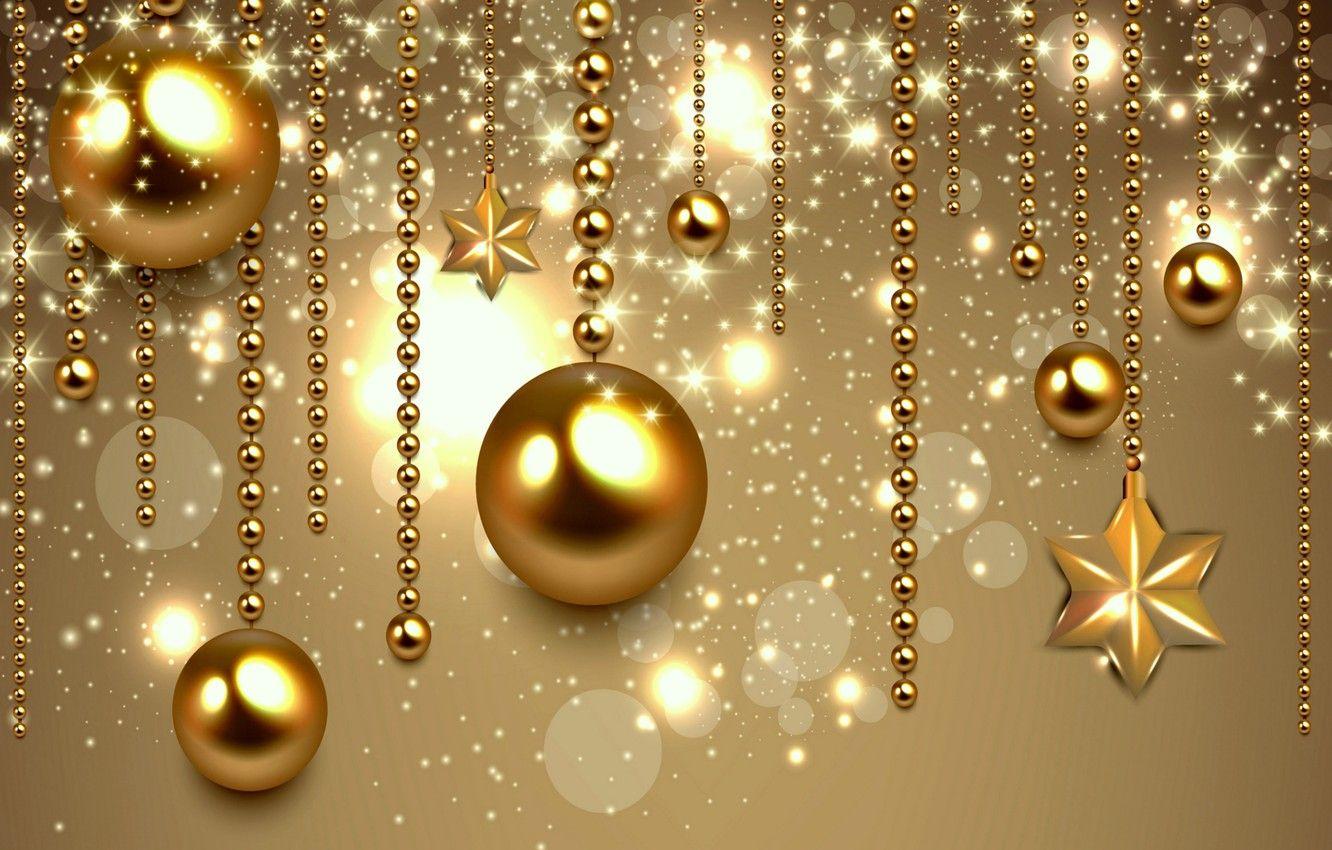 1332x850 Christmas Golden Balls Wallpaper