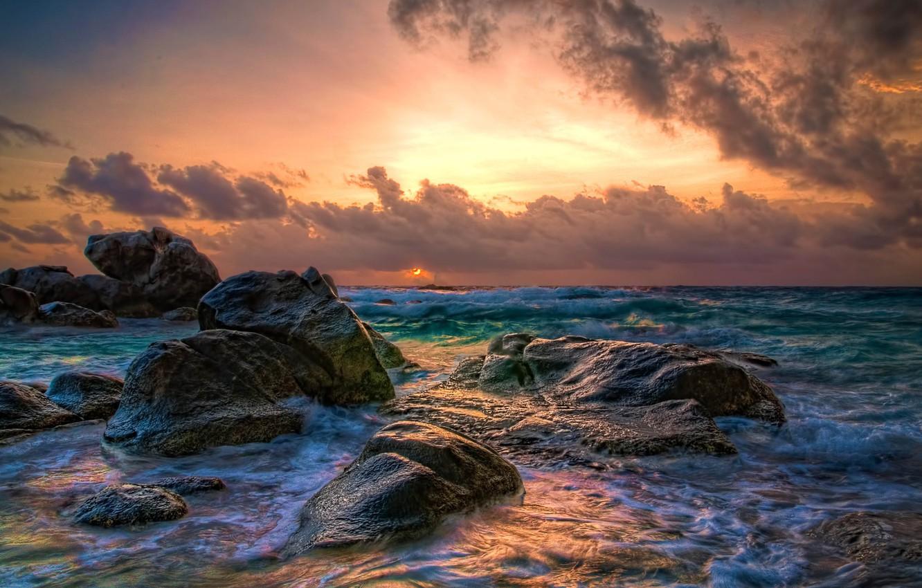 1332x850 Wallpaper water, clouds, the ocean, sunrise, ocean, water, clouds, sunrise image for desktop, section пейзажи