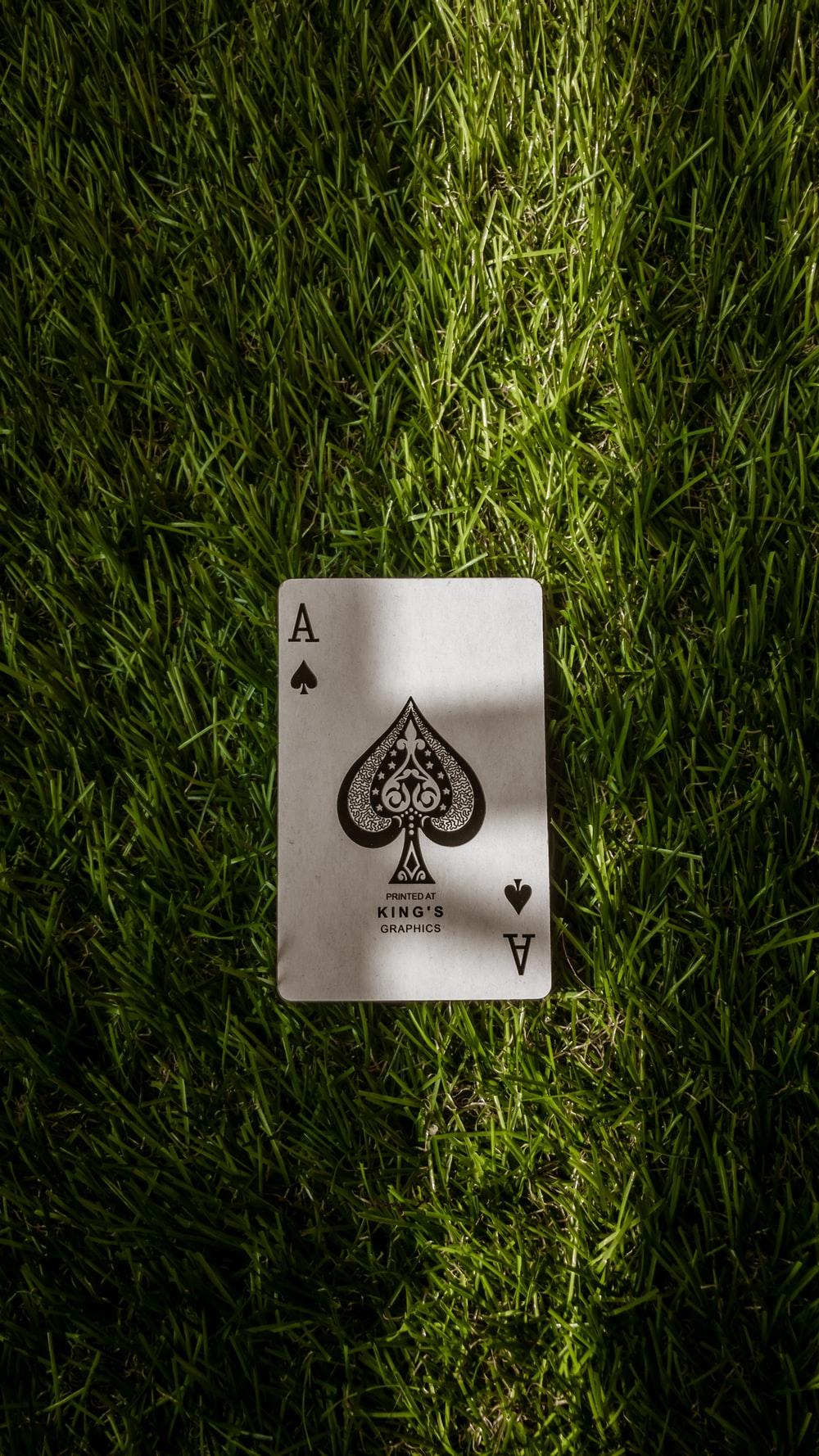 1000x1778 ace of spade playing card on green grass photo