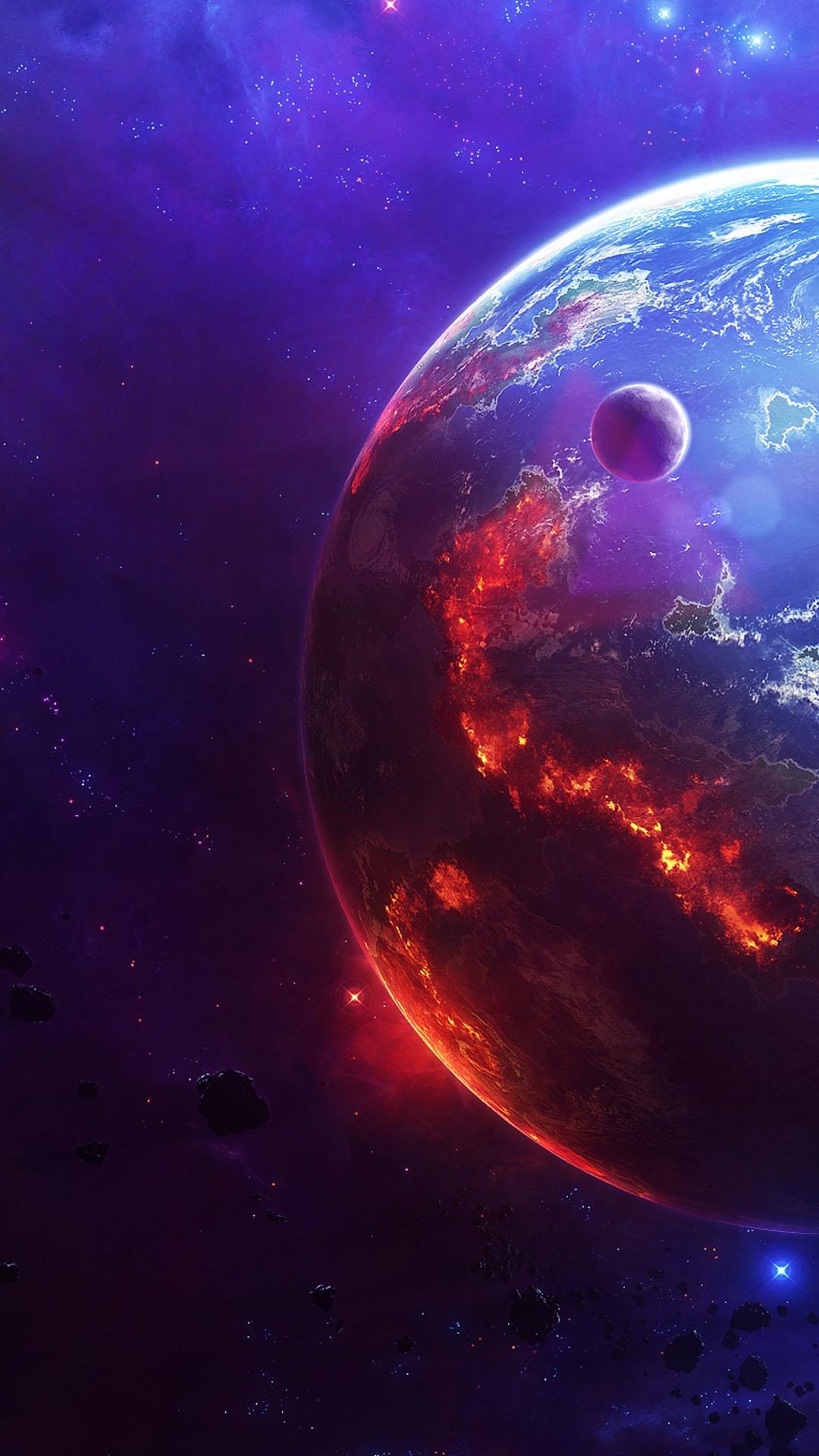 1080x1920 ZTE Grand X Max 2 Wallpaper: Burning Worlds Android Wallpaper