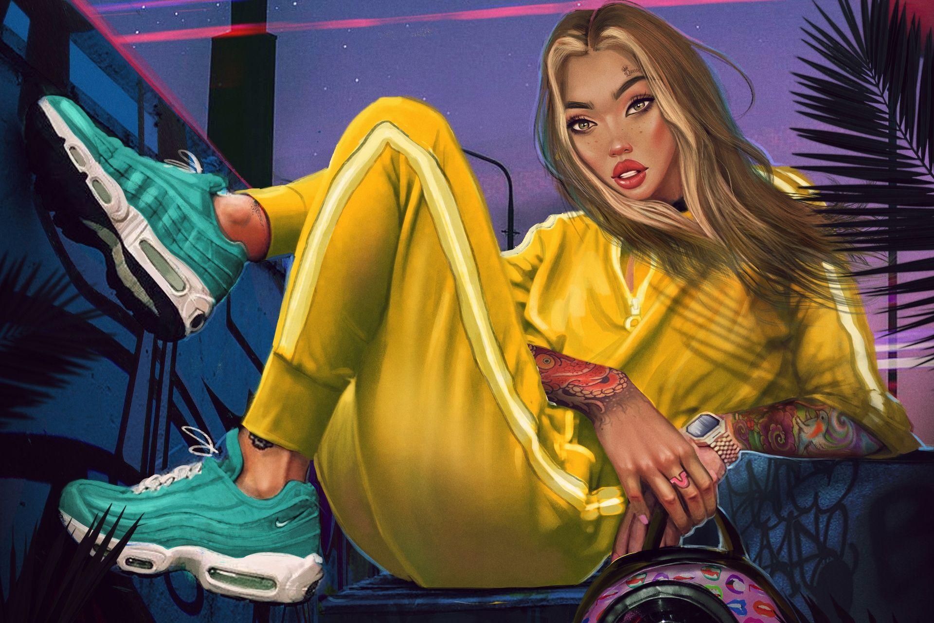 1920x1280 Retro Girl Wallpaper