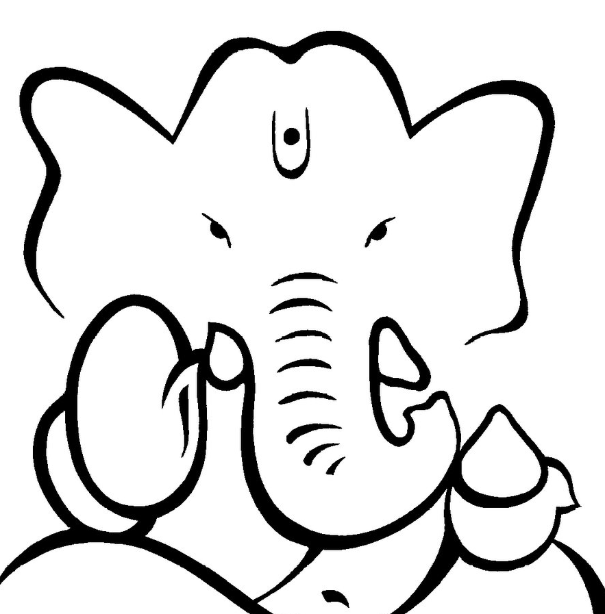 883x897 Ganesh Black And White Outline drawing free image download