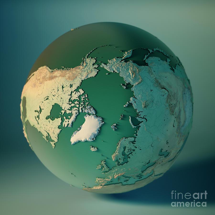 900x900 North Pole Globe 3D Render Planet Earth DOF Digital Art