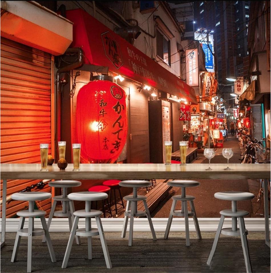 950x955 Japanese Street View Izakaya 3D Photo Wallpaper for Japanese Cuisine Sushi Ramen Restaurant Mural Wall Paper Papel De Parede 3D. Wallpaper