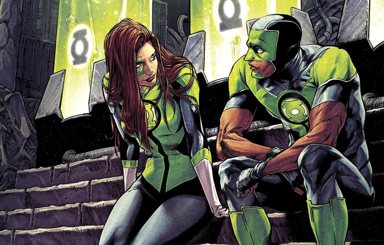 1332x850 Wallpaper Girl, Costume, Mask, Comic, Green Lantern, DC Comics, Man, Mask, Green lantern, Comics, Costume, Jessica Cruz, Simon Baz, Jessica Cruz, Simon Baz, Green Lanterns image for desktop, section фантастика