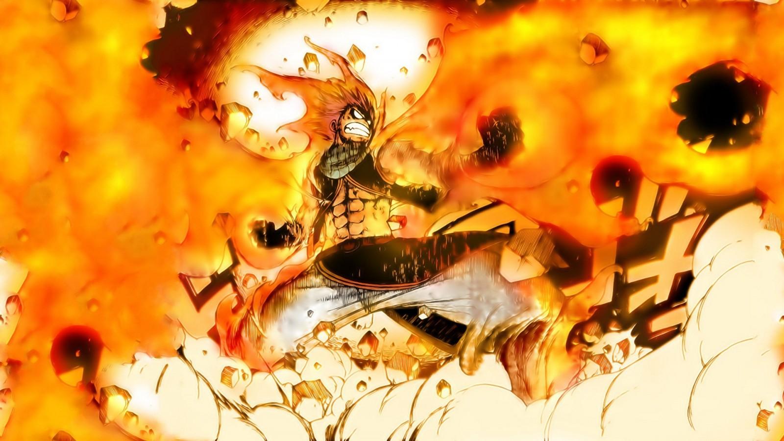 1600x900 anime, fire, explosion, Fairy Tail, Dragneel Natsu, autumn, flower, flame, computer wallpaper High quality walls