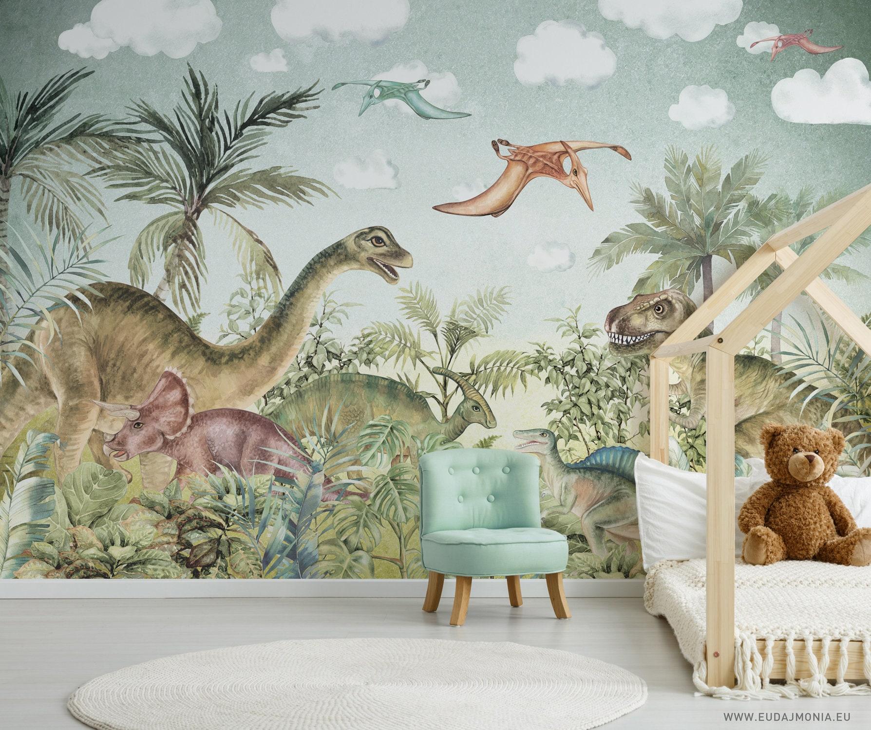 1788x1500 DINO PARK Wallpaper for Children / Kids Wall Decor / Dinosaurs