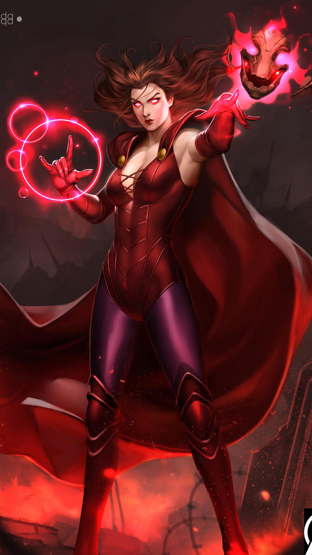 1080x1920 1080x1920 scarlet witch, hd, superheroes, behance, artwork for iPhone 8 wallpaper