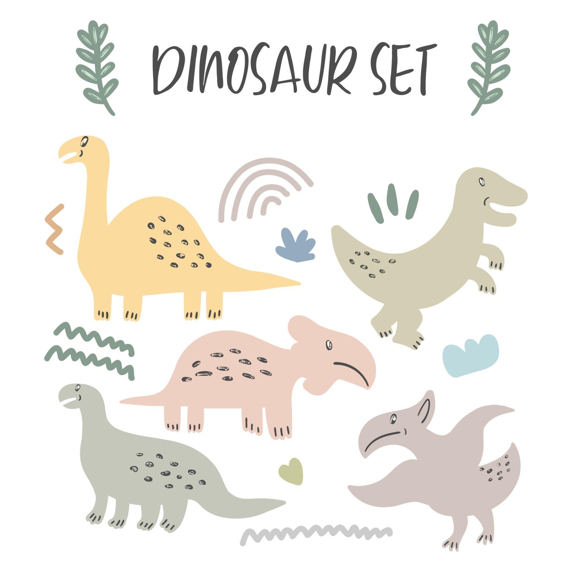1920x1920 Set of cute dinosaurs isolated on white background for children toys