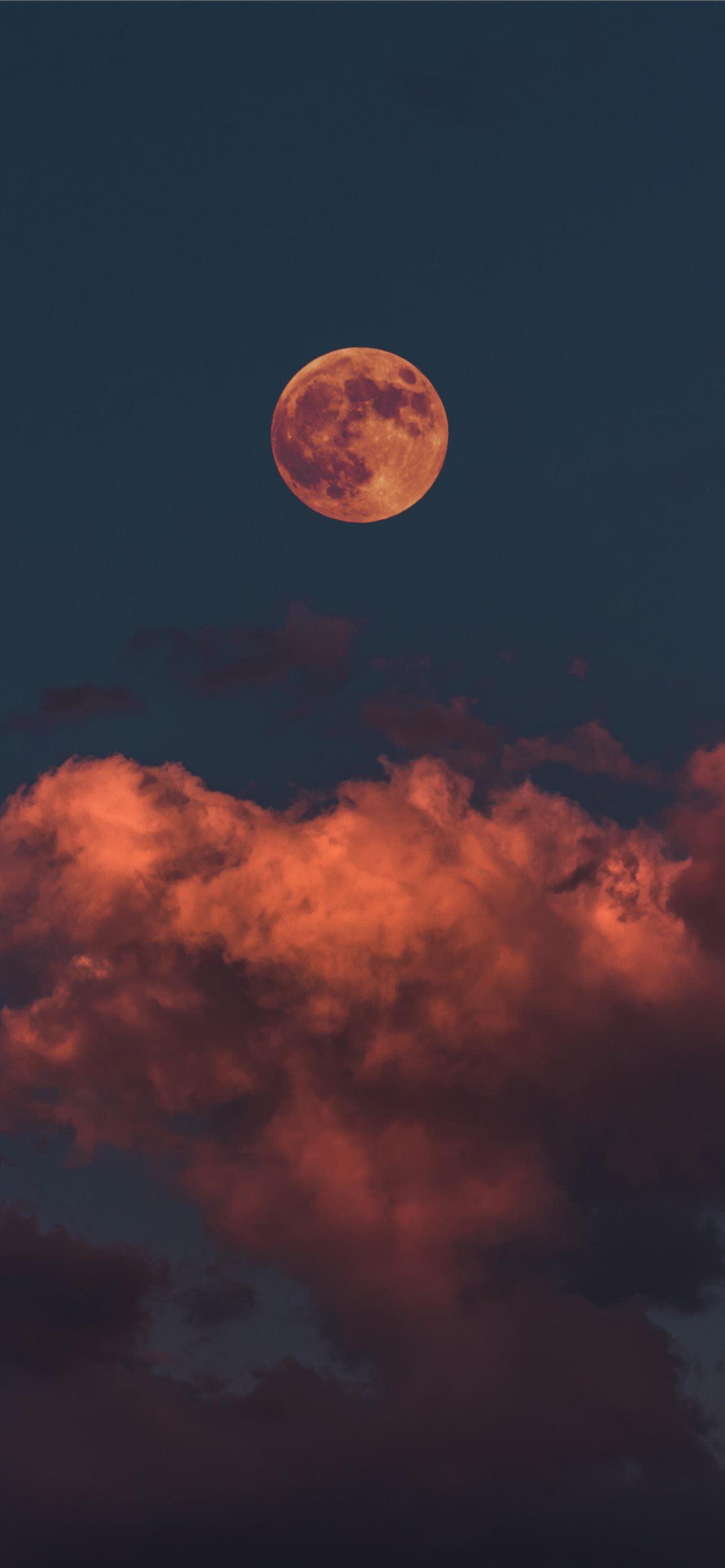 1284x2778 red moon iPhone Wallpaper Free Download