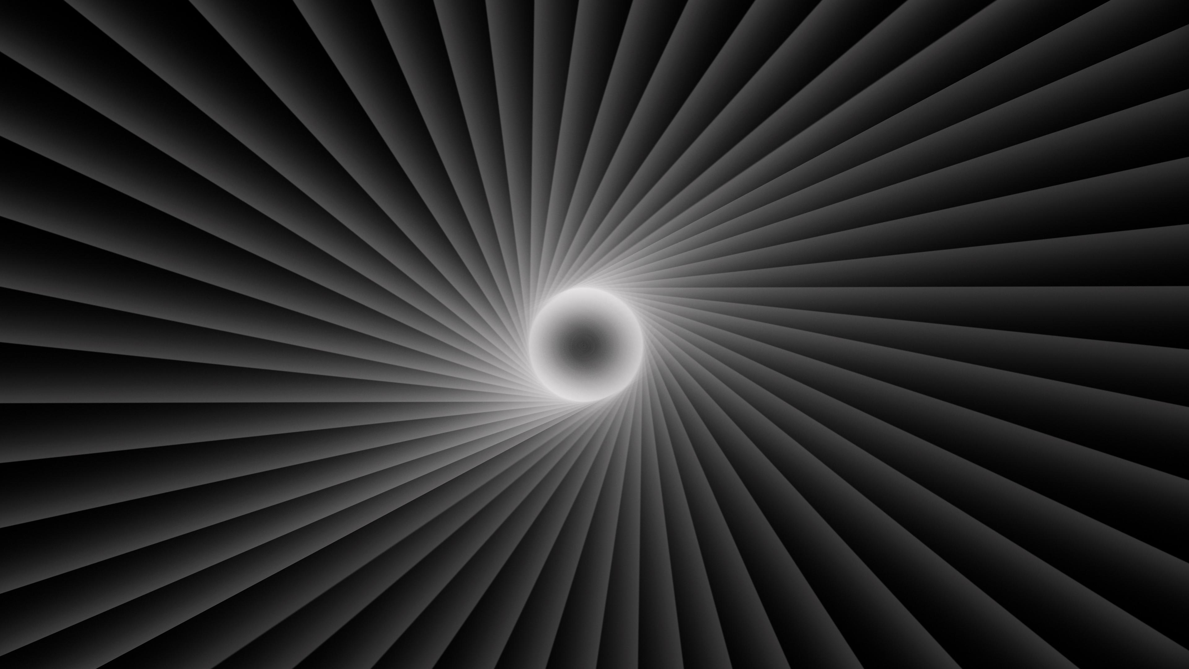 3840x2160 Black Swirl White Circle 4K HD Abstract Wallpaper