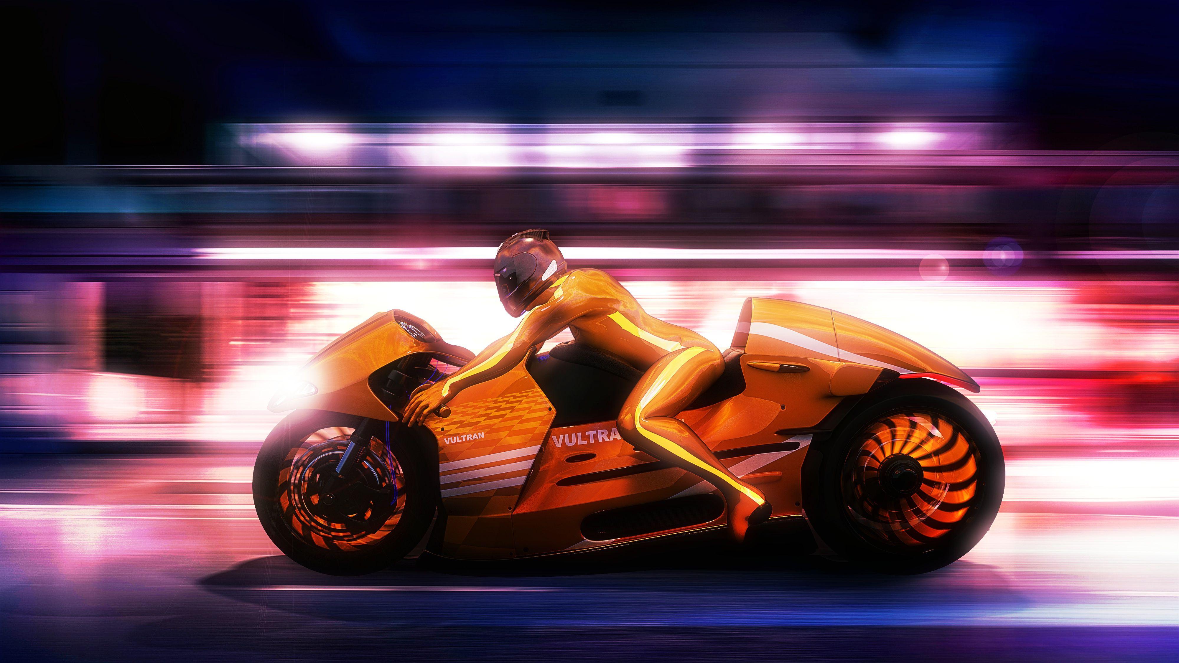 4000x2250 Girl Driving Yellow Futuristic Bike Artwork, HD Artist, 4k