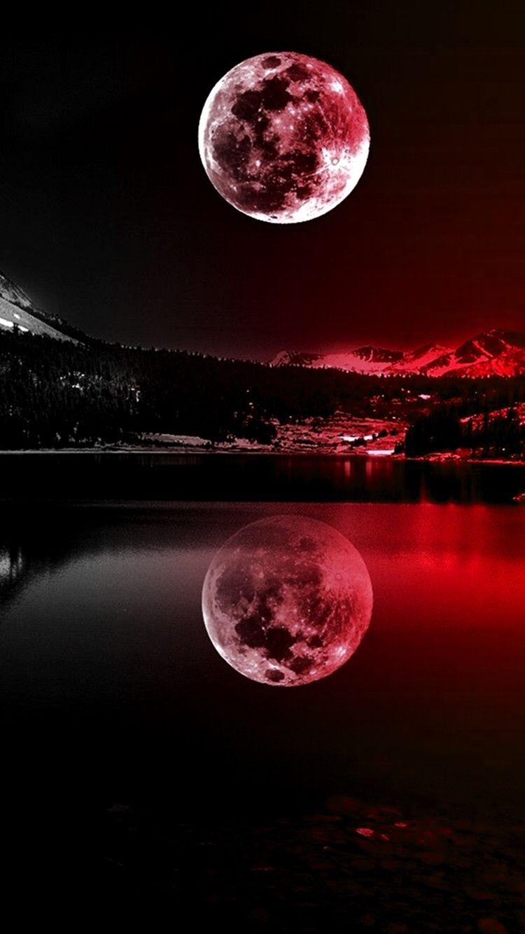 750x1334 Red Moon HD Wallpaper